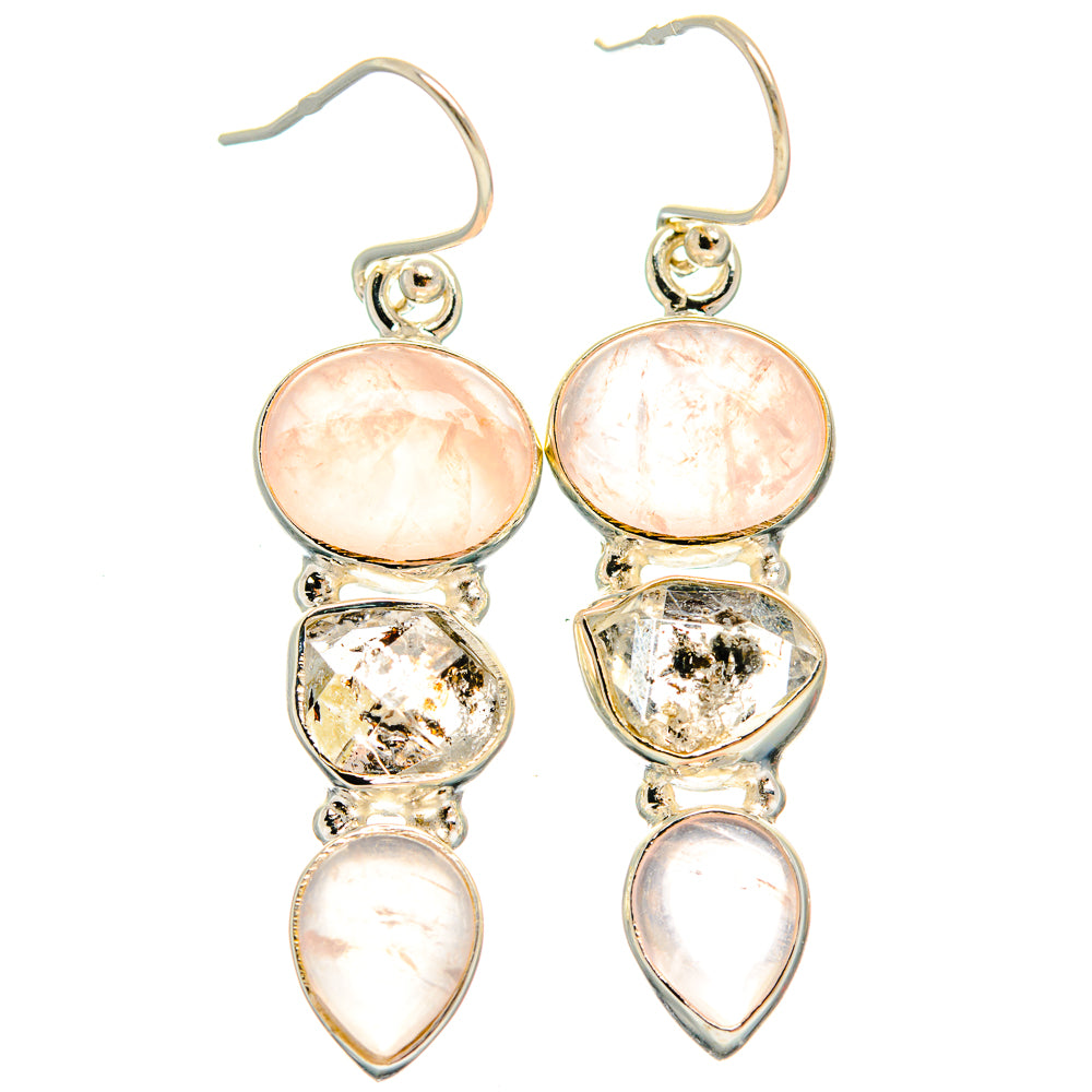 Rose Quartz Earrings handcrafted by Anasilvercos - EARR426019 - Photo 2