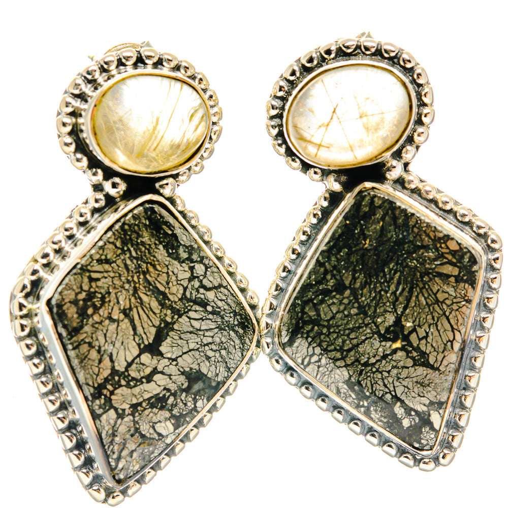 Pyrite Agate Earrings handcrafted by Anasilvercos - EARR426025 - Photo 2