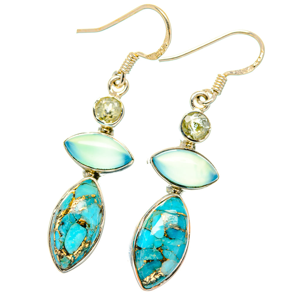 Blue Copper Composite Turquoise Earrings handcrafted by Anasilvercos - EARR426038 - Photo 2