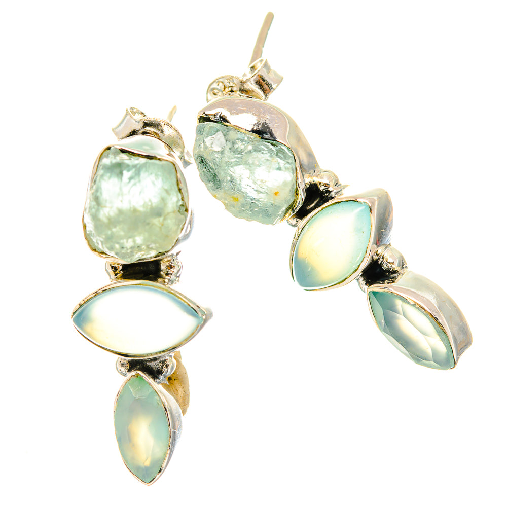 Aqua Chalcedony Earrings handcrafted by Anasilvercos - EARR426039 - Photo 2