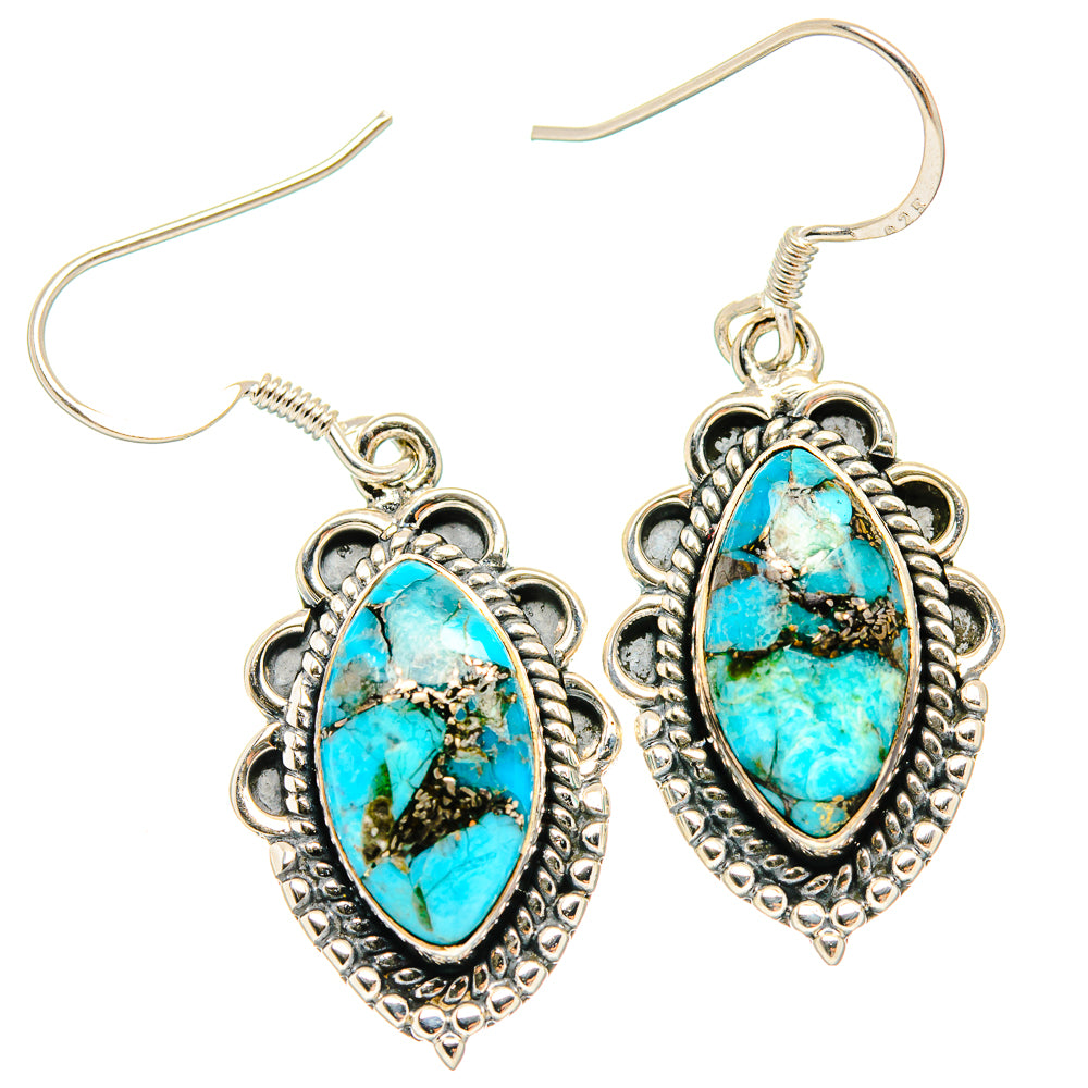 Blue Copper Composite Turquoise Earrings handcrafted by Anasilvercos - EARR426046 - Photo 2