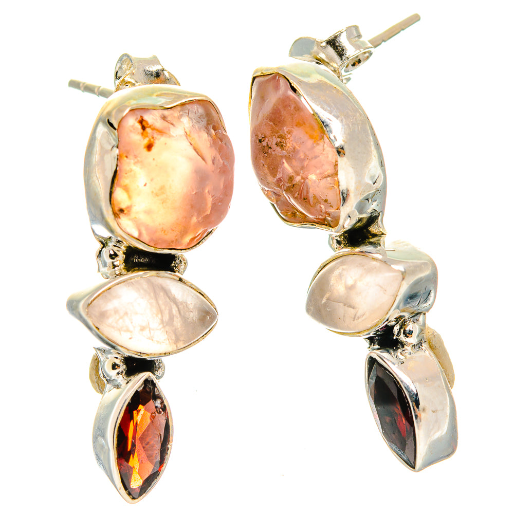 Rose Quartz Earrings handcrafted by Anasilvercos - EARR426061 - Photo 2