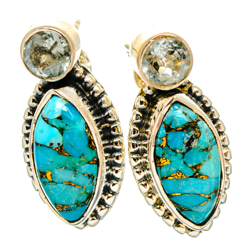 Blue Copper Composite Turquoise Earrings handcrafted by Anasilvercos - EARR426062 - Photo 2