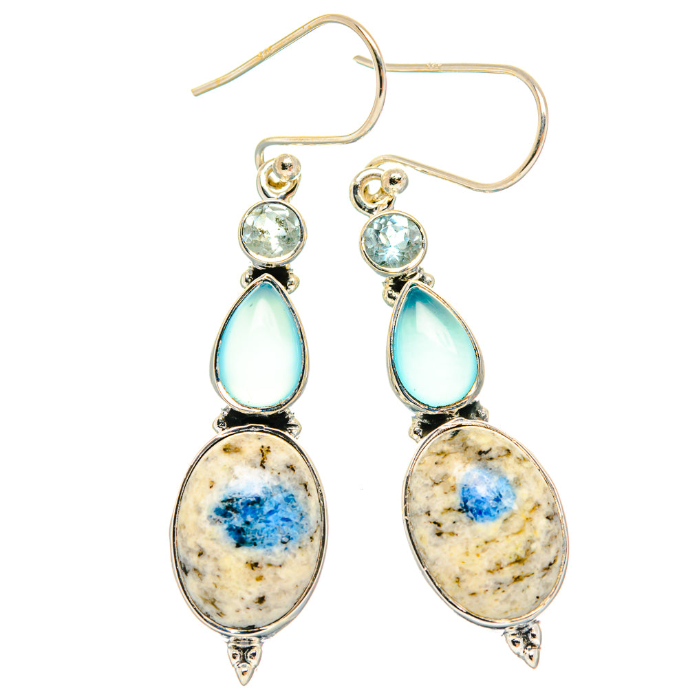 K2 Blue Azurite Earrings handcrafted by Anasilvercos - EARR426066 - Photo 2