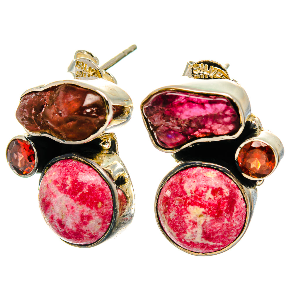 Thulite Earrings handcrafted by Anasilvercos - EARR426093 - Photo 2