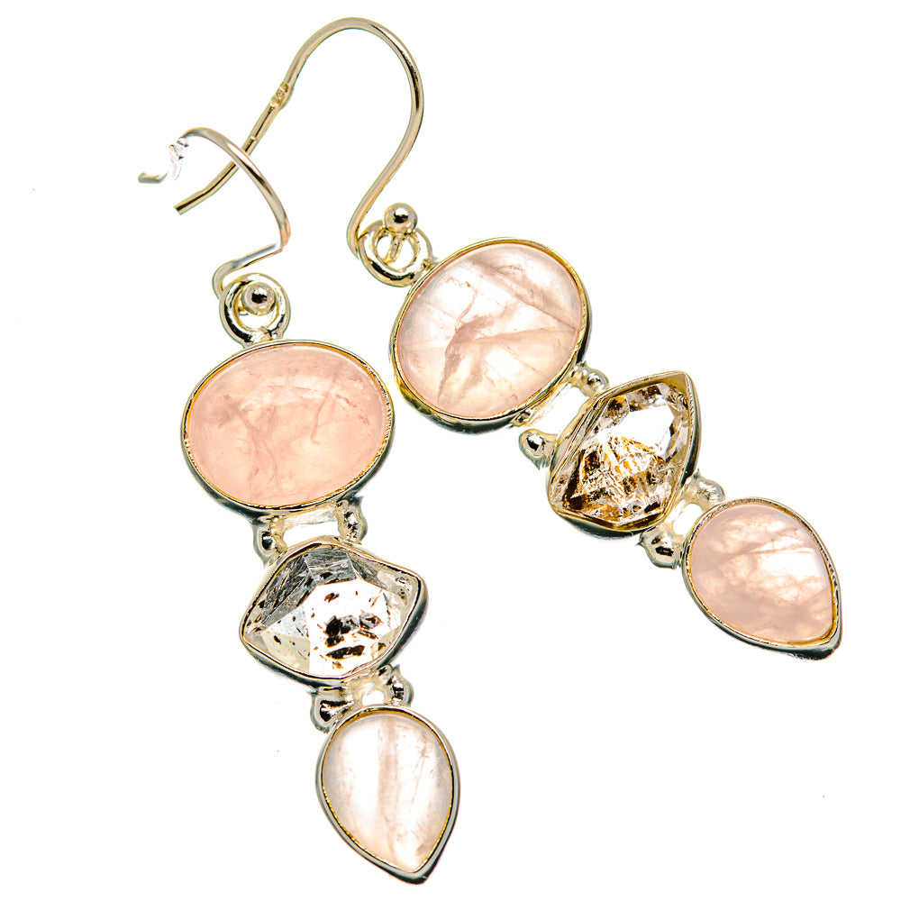 Rose Quartz Earrings handcrafted by Anasilvercos - EARR426101 - Photo 2