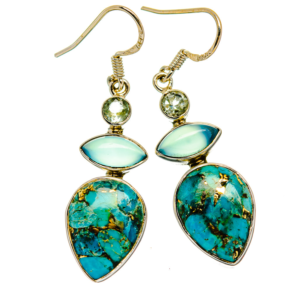 Blue Copper Composite Turquoise Earrings handcrafted by Anasilvercos - EARR426123 - Photo 2