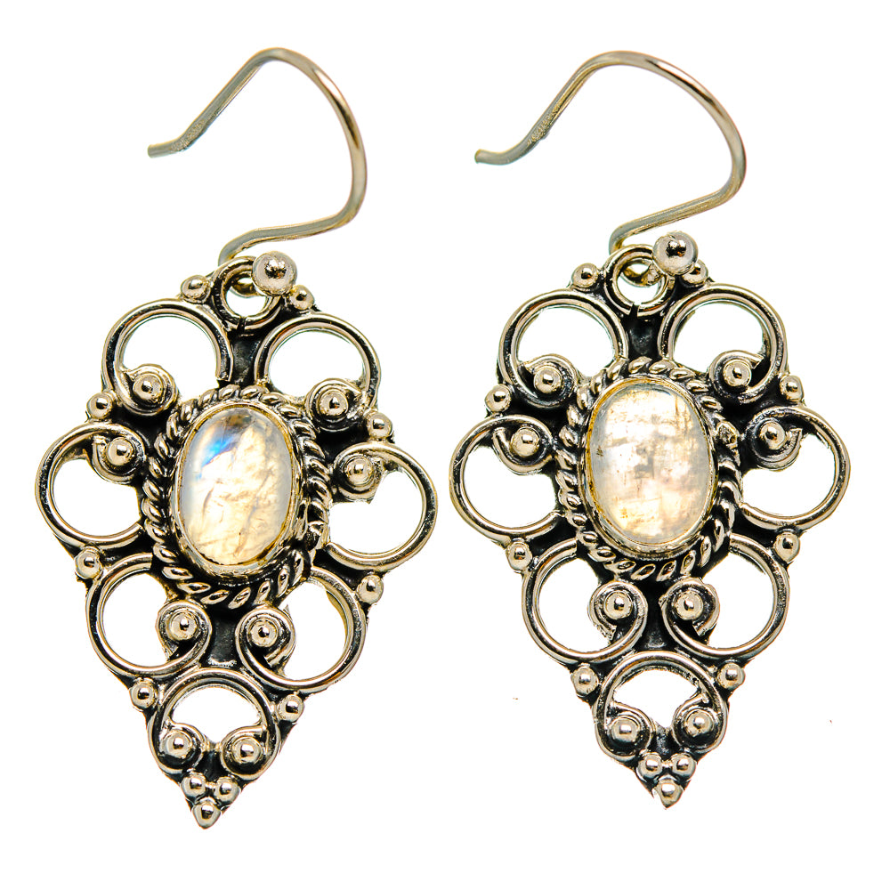 Rainbow Moonstone Earrings handcrafted by Anasilvercos - EARR426128 - Photo 2