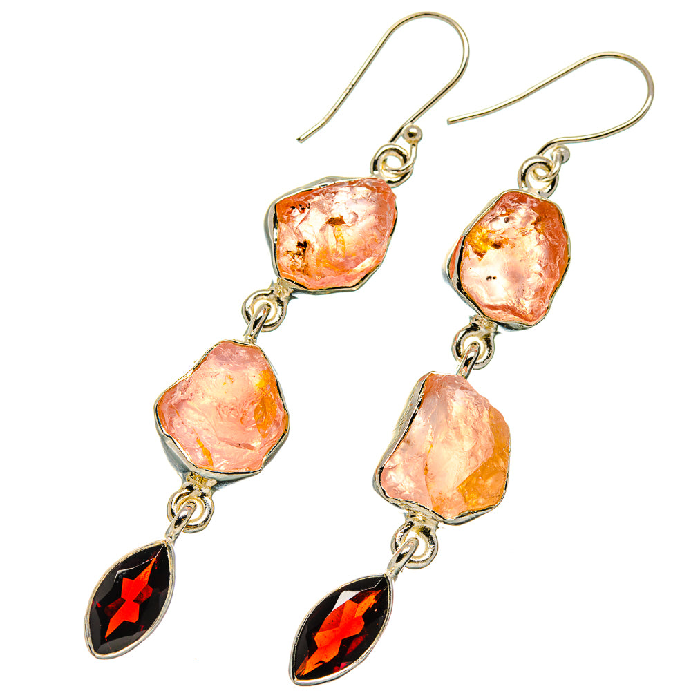 Rose Quartz Earrings handcrafted by Anasilvercos - EARR426135 - Photo 2