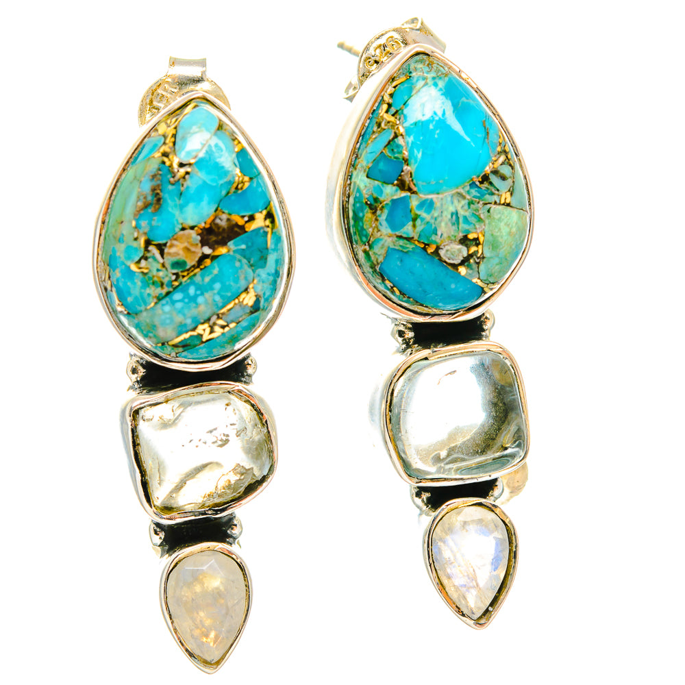 Blue Copper Composite Turquoise Earrings handcrafted by Anasilvercos - EARR426142 - Photo 2