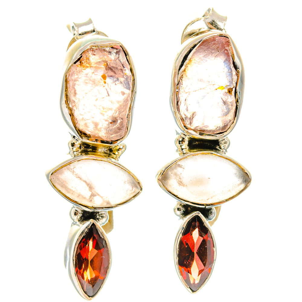 Rose Quartz Earrings handcrafted by Anasilvercos - EARR426153 - Photo 2