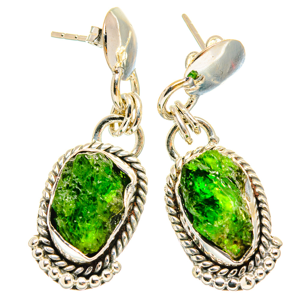 Chrome Diopside Earrings handcrafted by Anasilvercos - EARR426157 - Photo 2