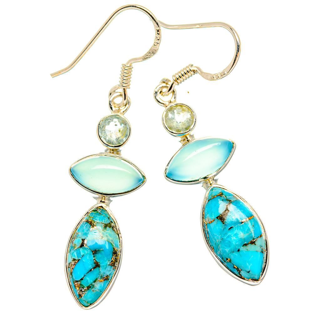 Blue Copper Composite Turquoise Earrings handcrafted by Anasilvercos - EARR426163 - Photo 2