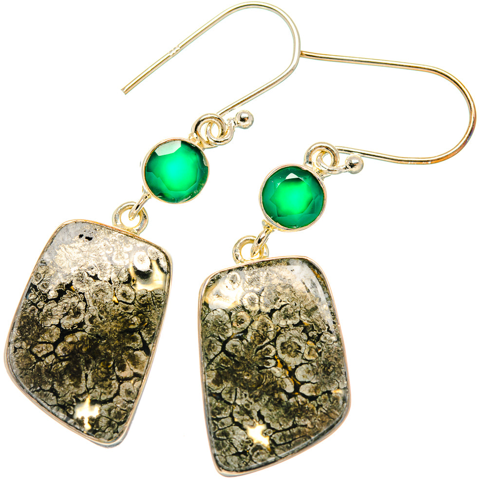 Pyrite Agate Earrings handcrafted by Anasilvercos - EARR426178 - Photo 2