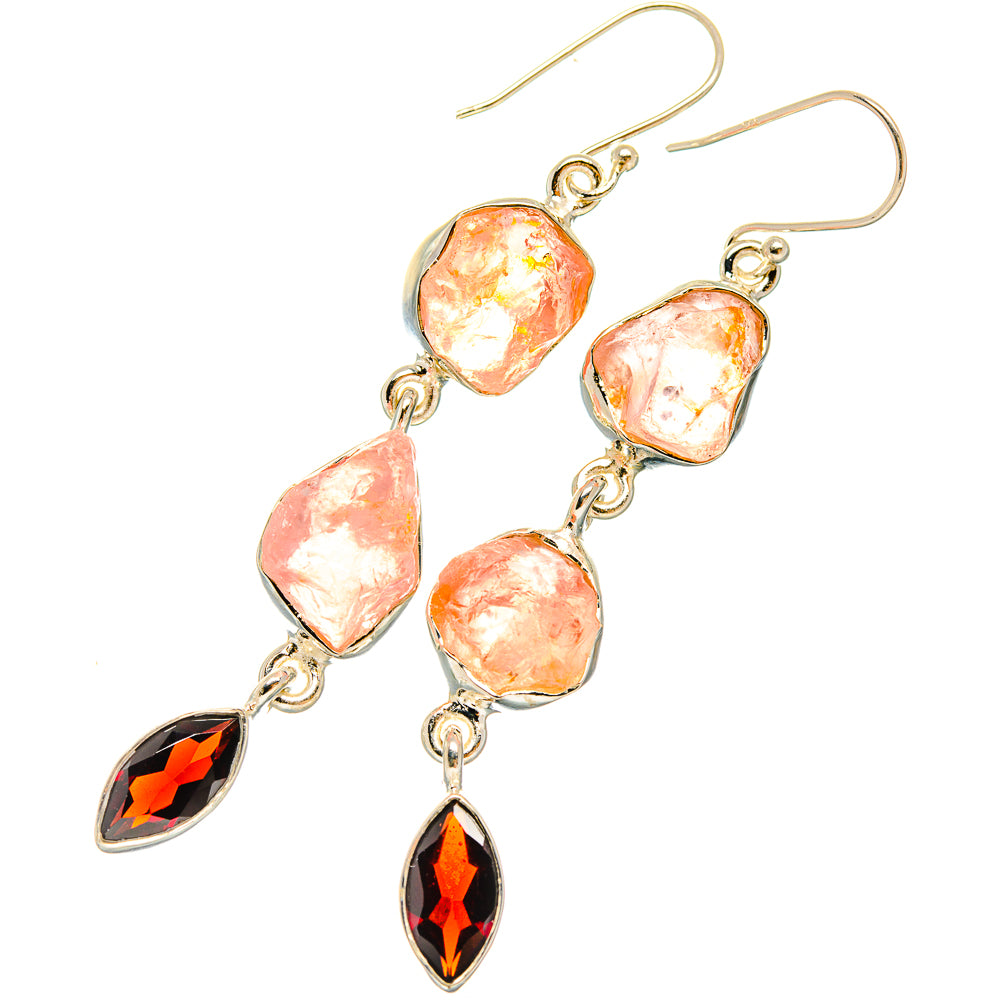 Rose Quartz Earrings handcrafted by Anasilvercos - EARR426181 - Photo 2
