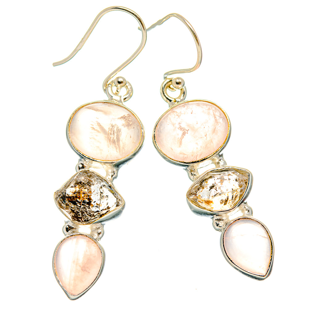 Rose Quartz Earrings handcrafted by Anasilvercos - EARR426206 - Photo 2