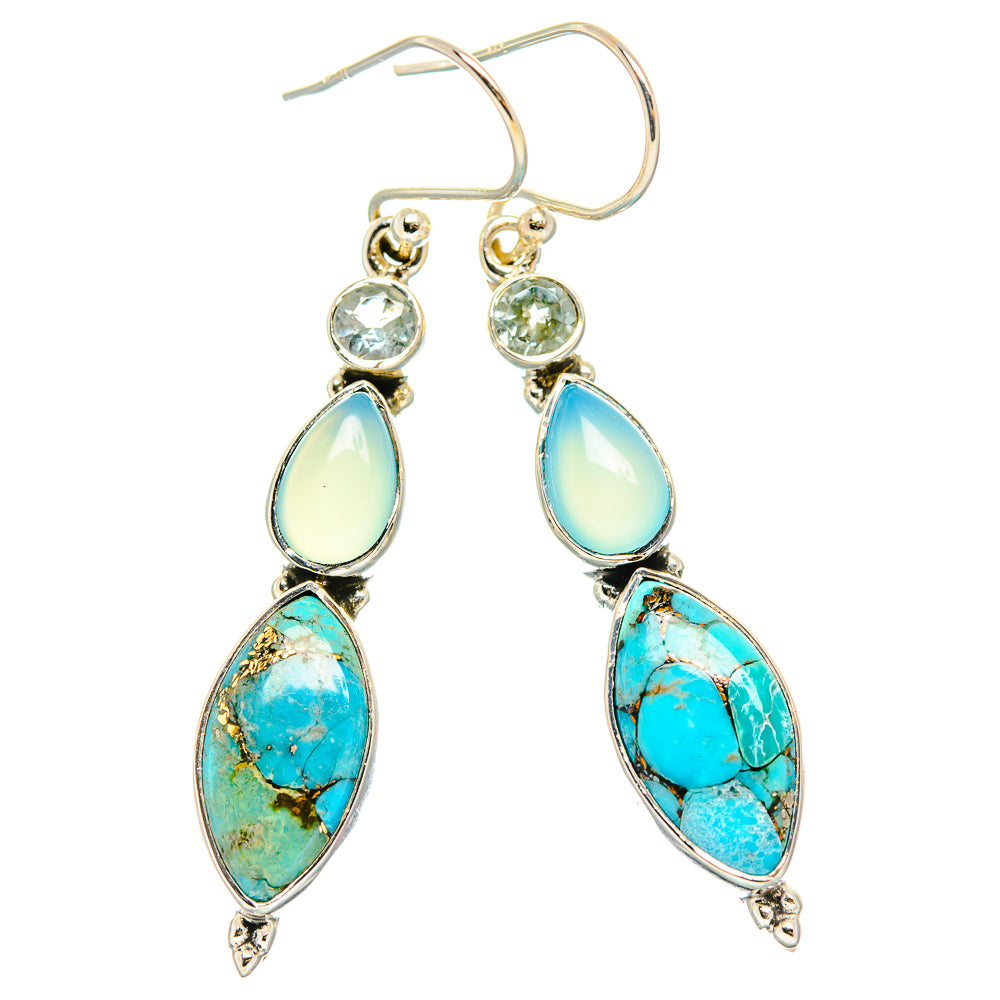 Blue Copper Composite Turquoise Earrings handcrafted by Anasilvercos - EARR426217 - Photo 2