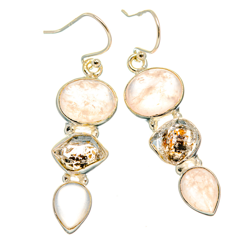 Rose Quartz Earrings handcrafted by Anasilvercos - EARR426221 - Photo 2