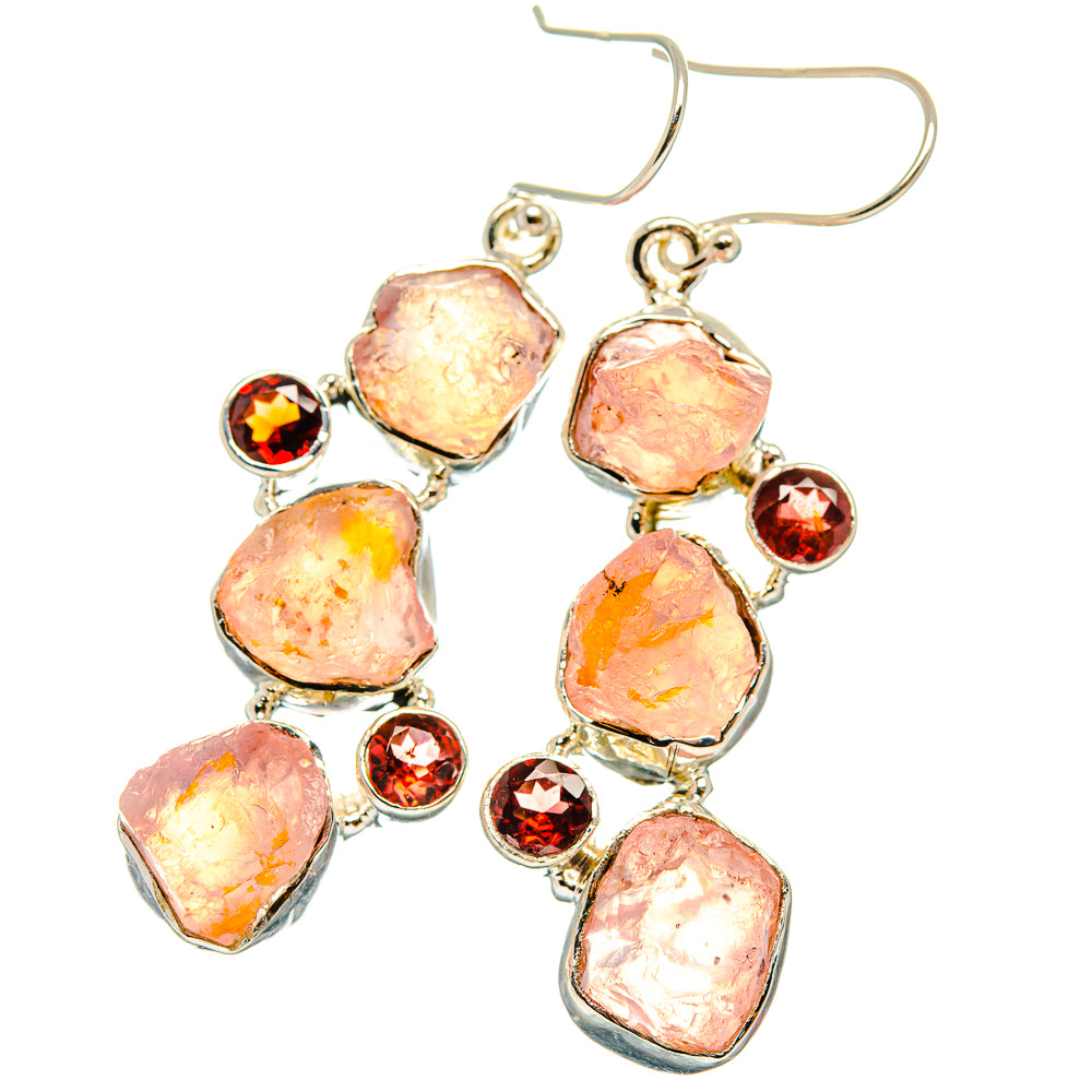 Rose Quartz Earrings handcrafted by Anasilvercos - EARR426233 - Photo 2