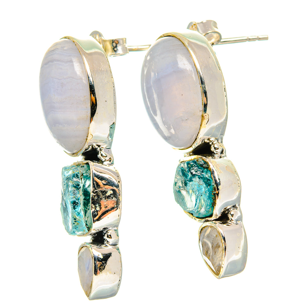 Blue Lace Agate Earrings handcrafted by Anasilvercos - EARR426254 - Photo 2