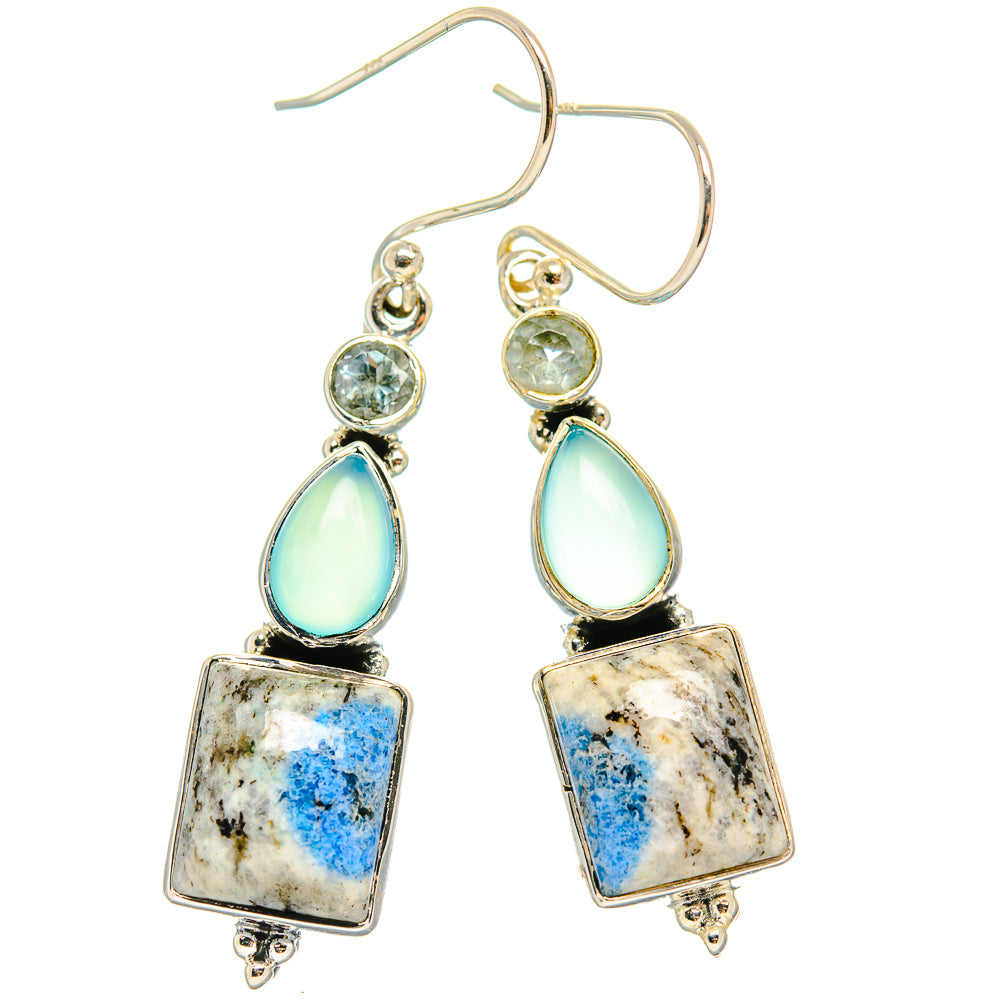 K2 Blue Azurite Earrings handcrafted by Anasilvercos - EARR426255 - Photo 2