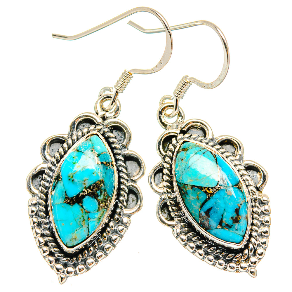 Blue Copper Composite Turquoise Earrings handcrafted by Anasilvercos - EARR426259 - Photo 2