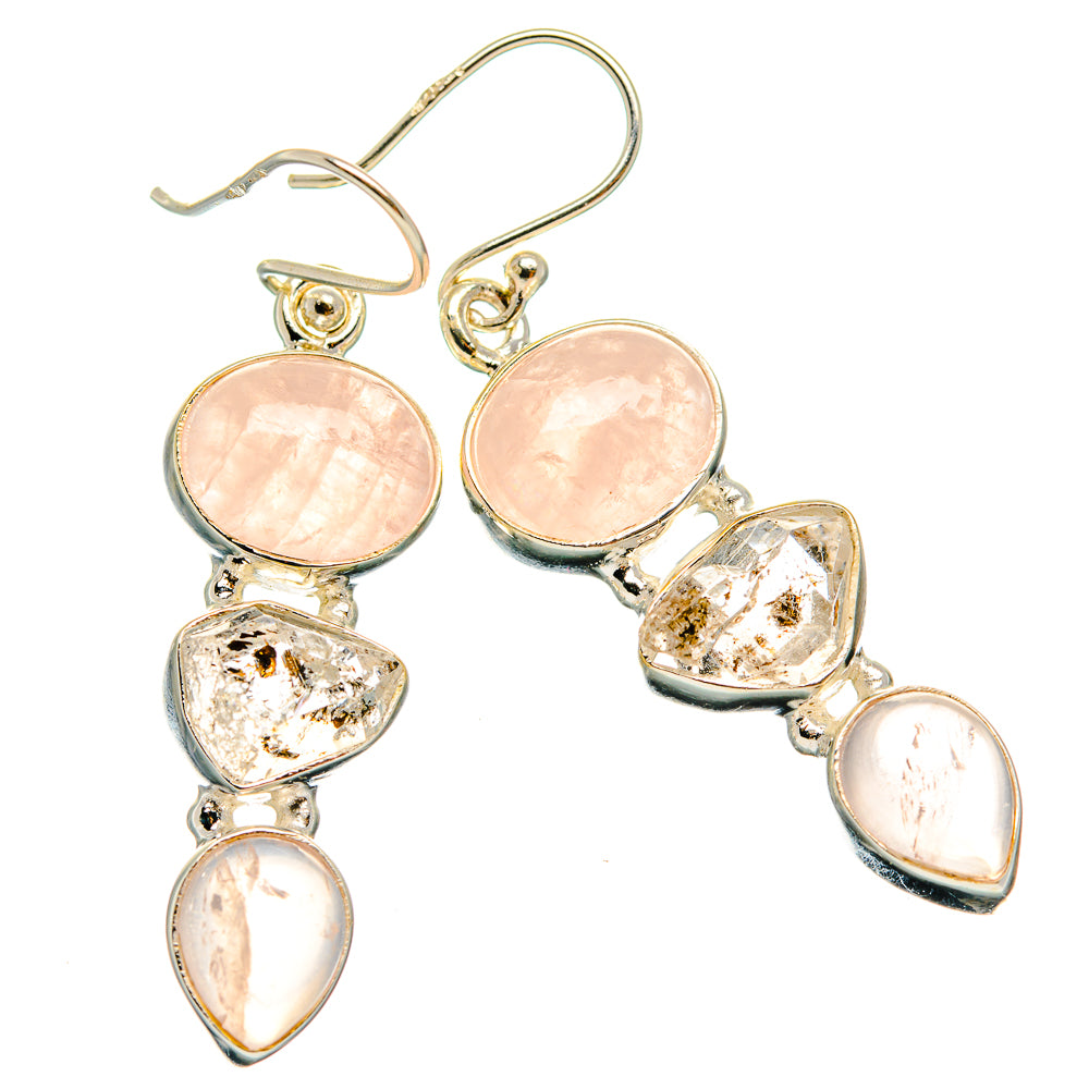 Rose Quartz Earrings handcrafted by Anasilvercos - EARR426260 - Photo 2
