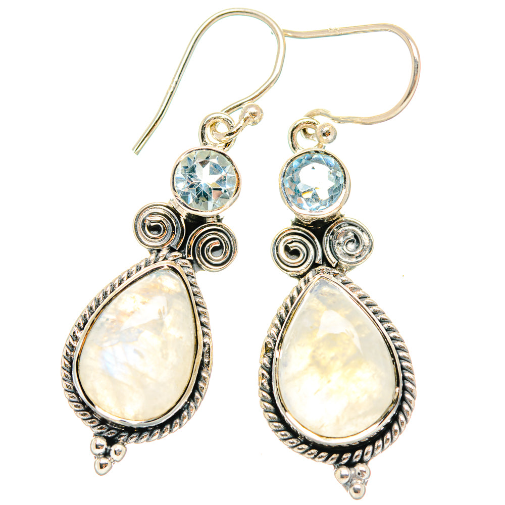 Rainbow Moonstone Earrings handcrafted by Anasilvercos - EARR426301 - Photo 2