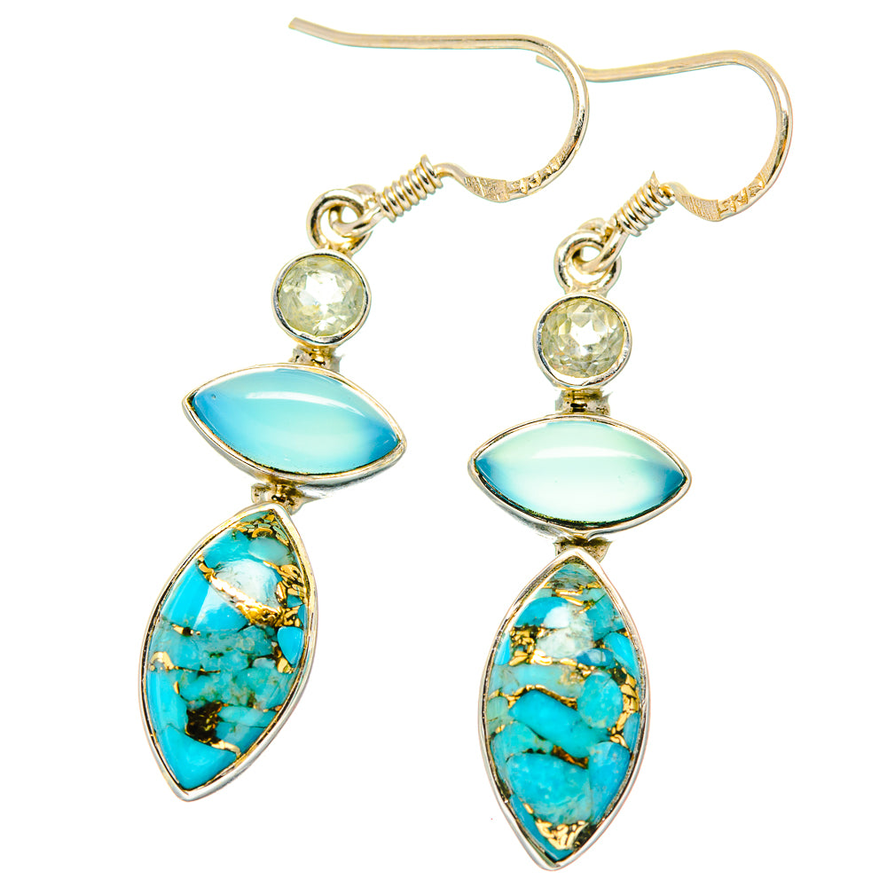 Blue Copper Composite Turquoise Earrings handcrafted by Anasilvercos - EARR426312 - Photo 2