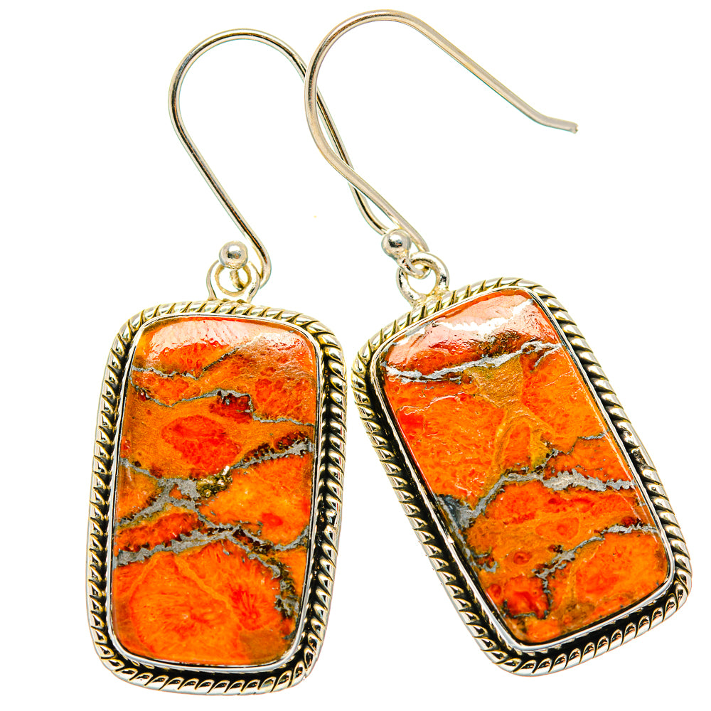 Orange Copper Composite Turquoise Earrings handcrafted by Anasilvercos - EARR426329 - Photo 2