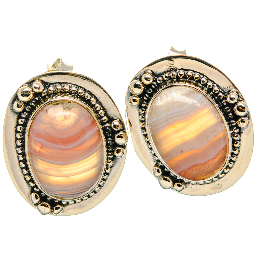 Botswana Agate Earrings handcrafted by Anasilvercos - EARR426364 - Photo 2
