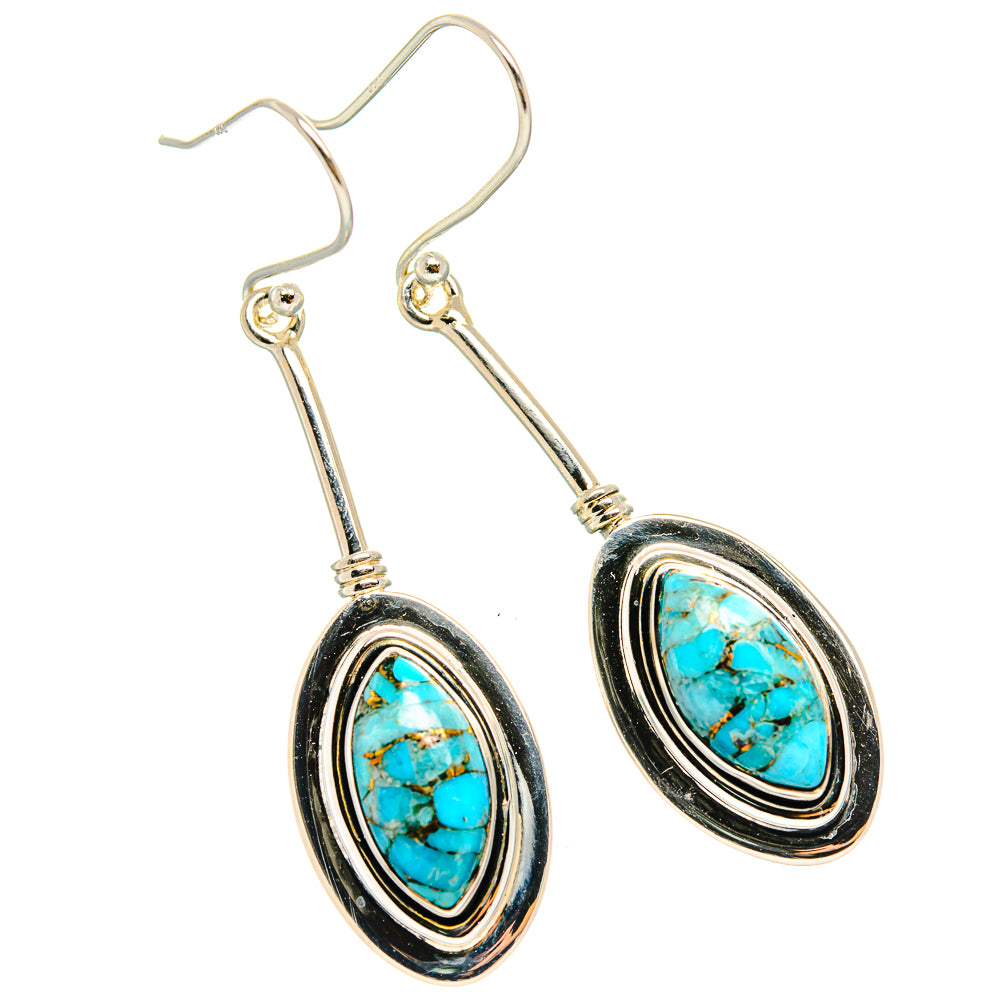 Blue Copper Composite Turquoise Earrings handcrafted by Anasilvercos - EARR426370 - Photo 2