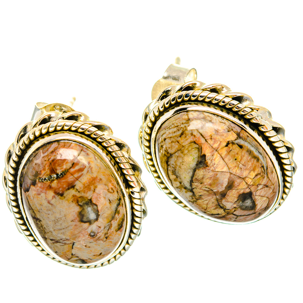 Mushroom Rhyolite Earrings handcrafted by Anasilvercos - EARR426417 - Photo 2