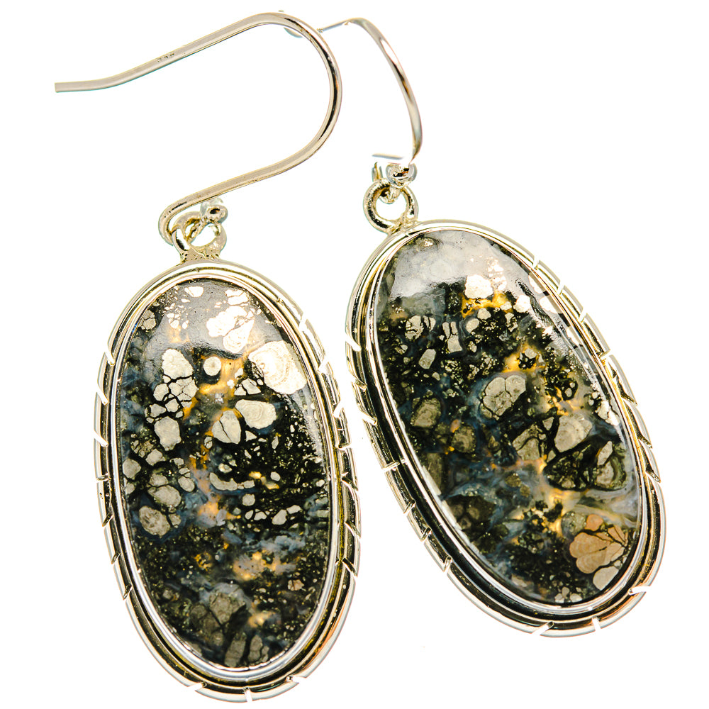 Pyrite Agate Earrings handcrafted by Anasilvercos - EARR426432 - Photo 2