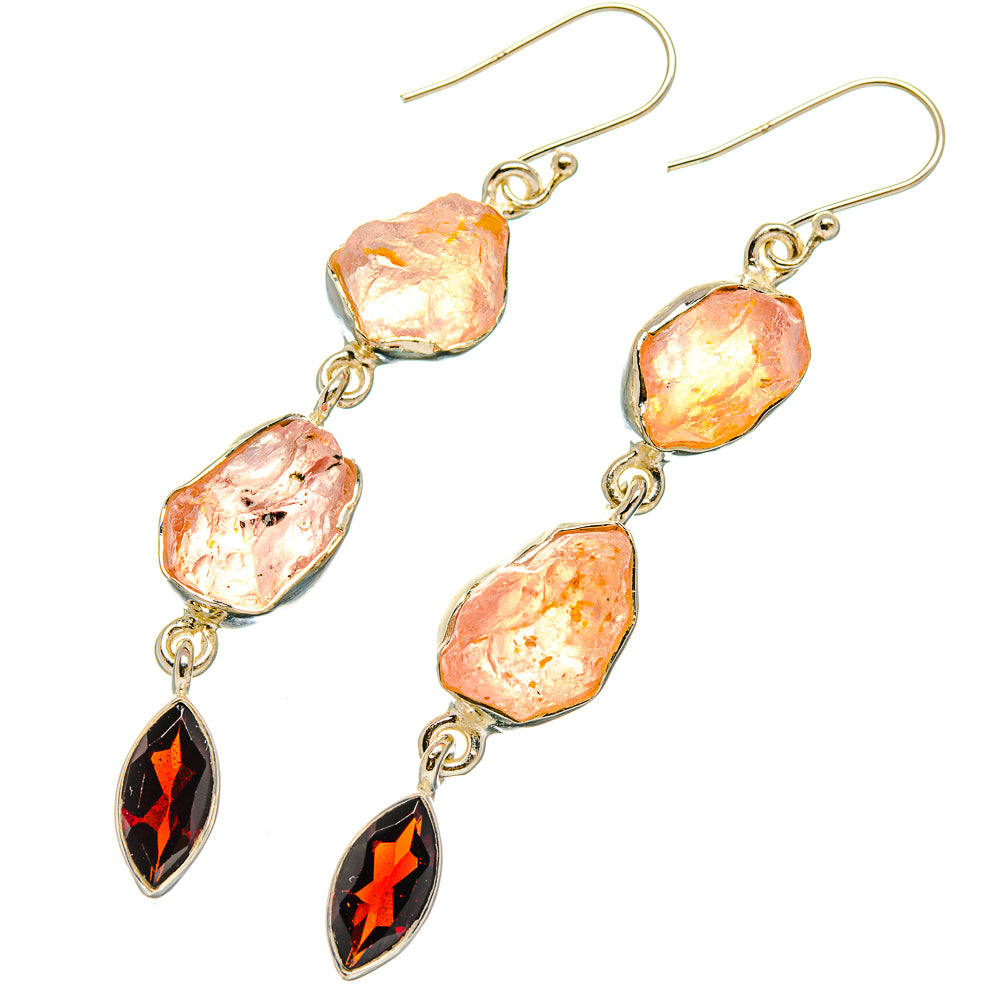 Rose Quartz Earrings handcrafted by Anasilvercos - EARR426436 - Photo 2