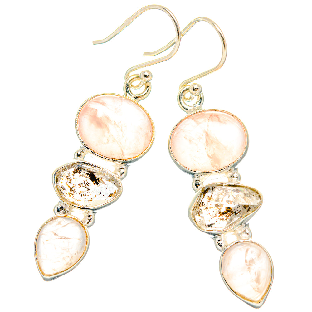 Rose Quartz Earrings handcrafted by Anasilvercos - EARR426445 - Photo 2