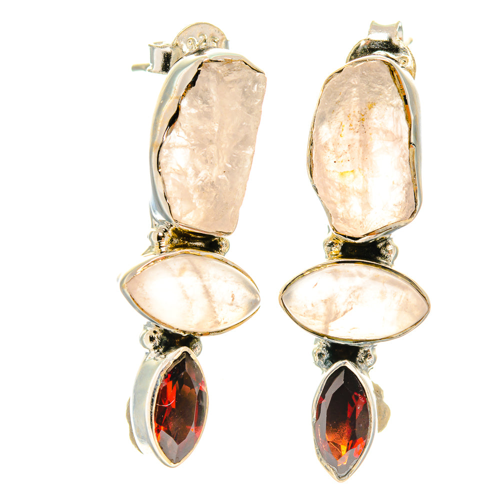 Rose Quartz Earrings handcrafted by Anasilvercos - EARR426473 - Photo 2