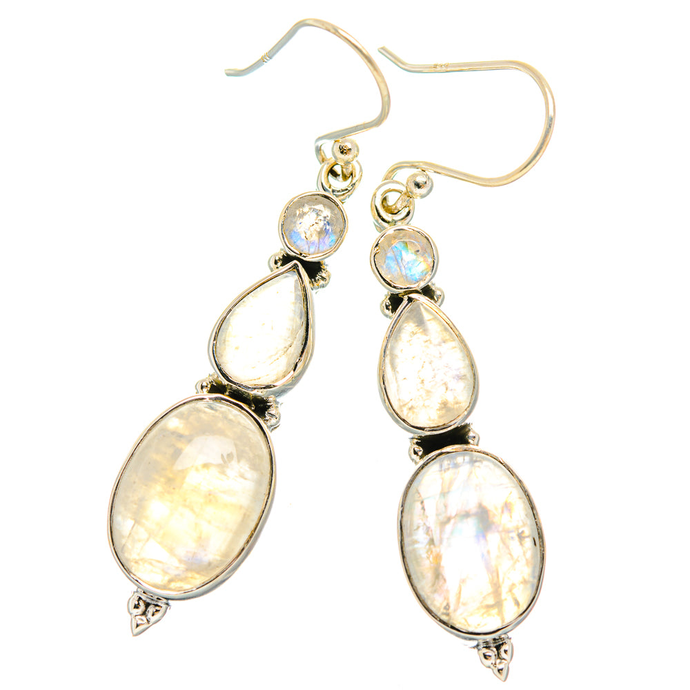 Rainbow Moonstone Earrings handcrafted by Anasilvercos - EARR426475 - Photo 2