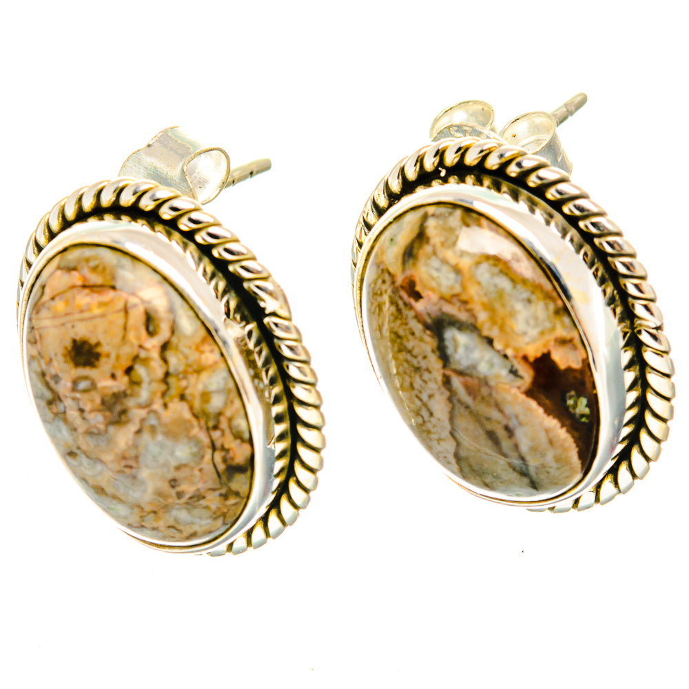 Mushroom Rhyolite Earrings handcrafted by Anasilvercos - EARR426573 - Photo 2