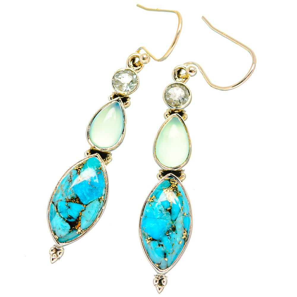 Blue Copper Composite Turquoise Earrings handcrafted by Anasilvercos - EARR426607 - Photo 2