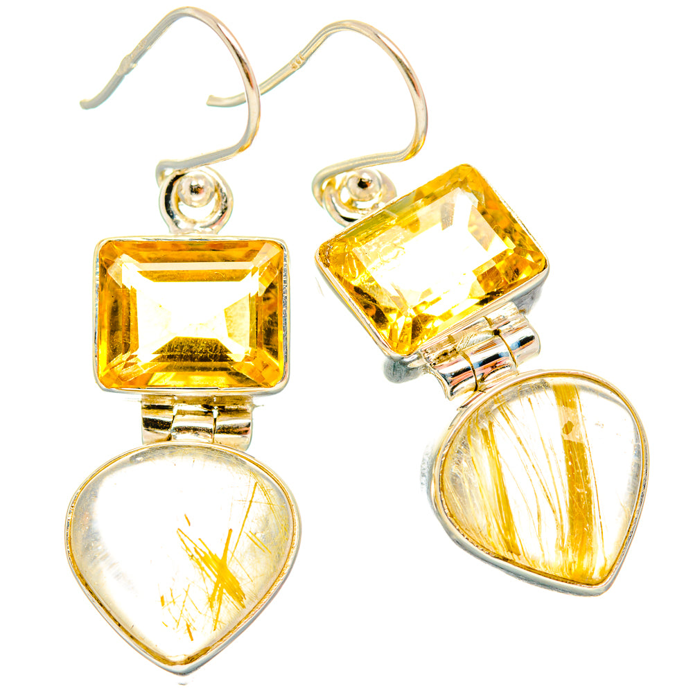 Rutilated Quartz Earrings handcrafted by Anasilvercos - EARR426674 - Photo 2