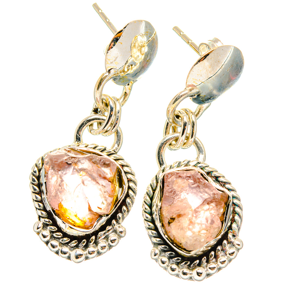 Rose Quartz Earrings handcrafted by Anasilvercos - EARR426688 - Photo 2