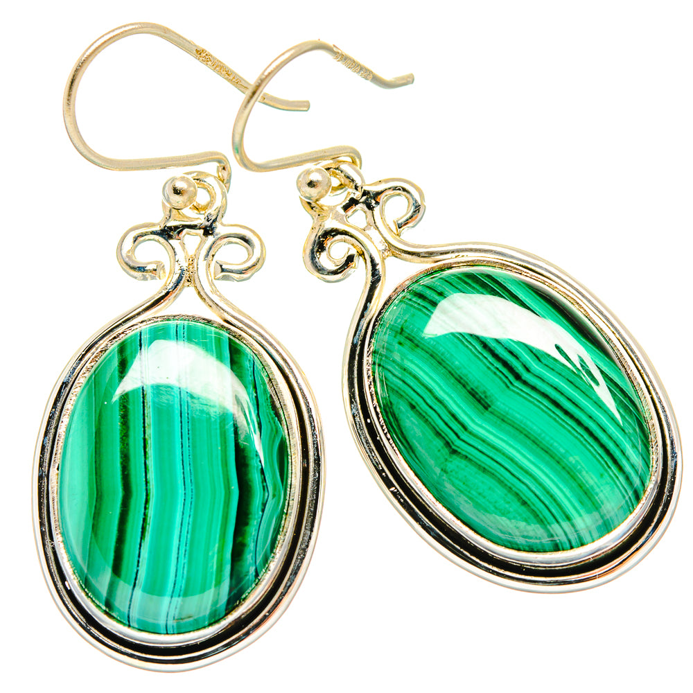 Malachite Earrings handcrafted by Anasilvercos - EARR426802 - Photo 2