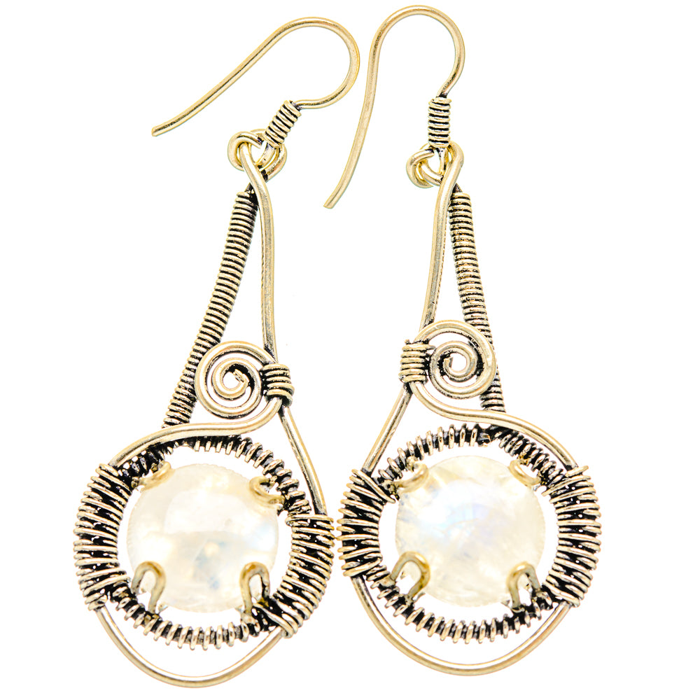 Rainbow Moonstone Earrings handcrafted by Anasilvercos - EARR426836 - Photo 2