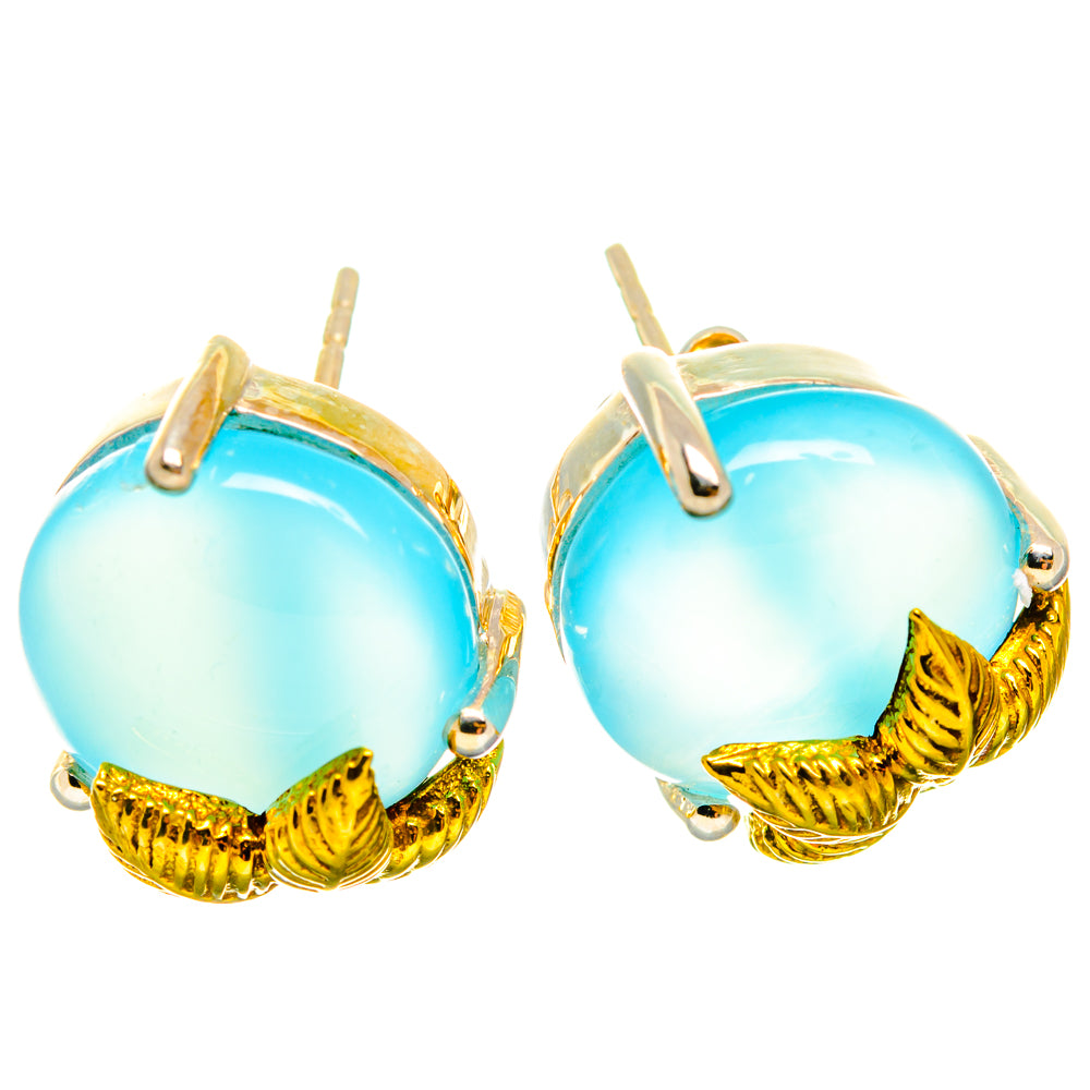 Aqua Chalcedony Earrings handcrafted by Anasilvercos - EARR427003 - Photo 2