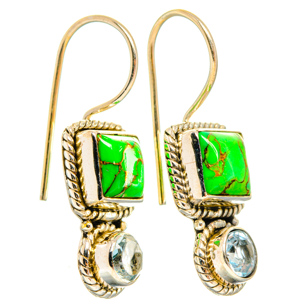 Green Copper Composite Turquoise Earrings handcrafted by Anasilvercos - EARR427004 - Photo 2