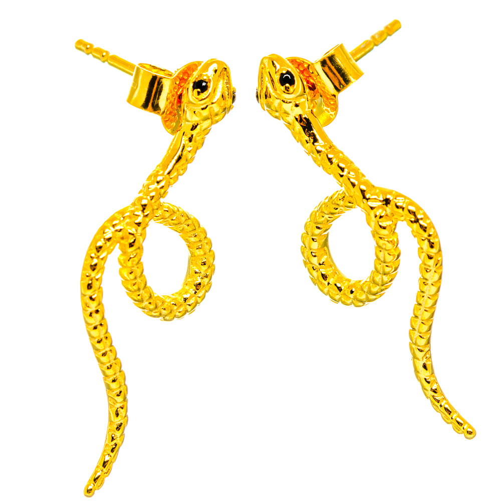 Golden Snake Earrings handcrafted by Anasilvercos - EARR427012 - Photo 2