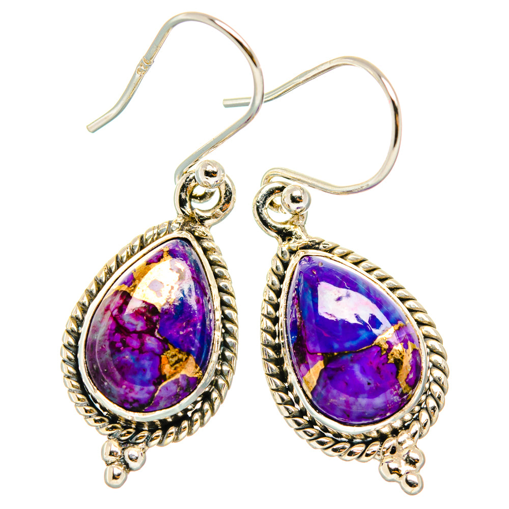 Purple Copper Composite Turquoise Earrings handcrafted by Anasilvercos - EARR427015 - Photo 2