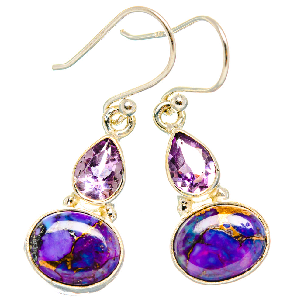 Purple Copper Composite Turquoise Earrings handcrafted by Anasilvercos - EARR427027 - Photo 2