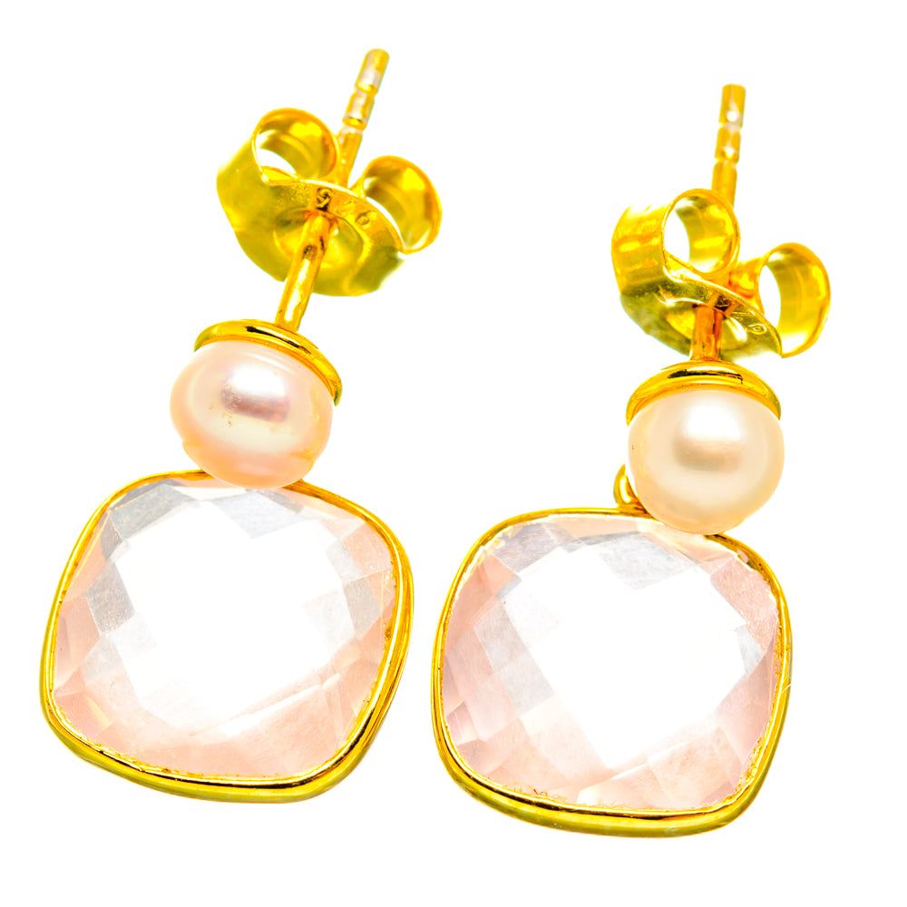 Rose Quartz Earrings handcrafted by Anasilvercos - EARR427035 - Photo 2